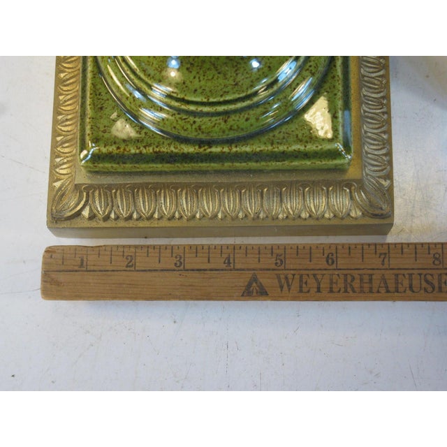 1960s Table Lamp, Porcelain Neoclassical Urn, Olive Green, Hollywood Regency, Gold Tone Finish For Sale - Image 11 of 12