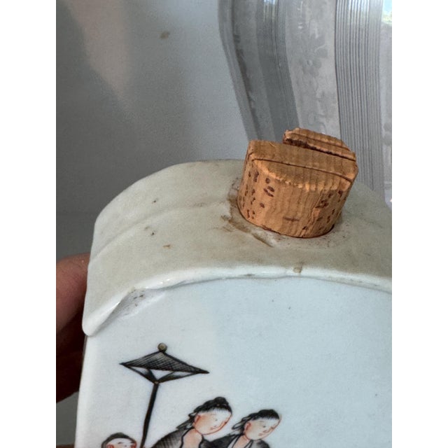 Late 19th Century Fun Vintage Black and White Snuff Bottle With Jumping Dog and People Design 4.5"x3"x1.5" For Sale - Image 5 of 9