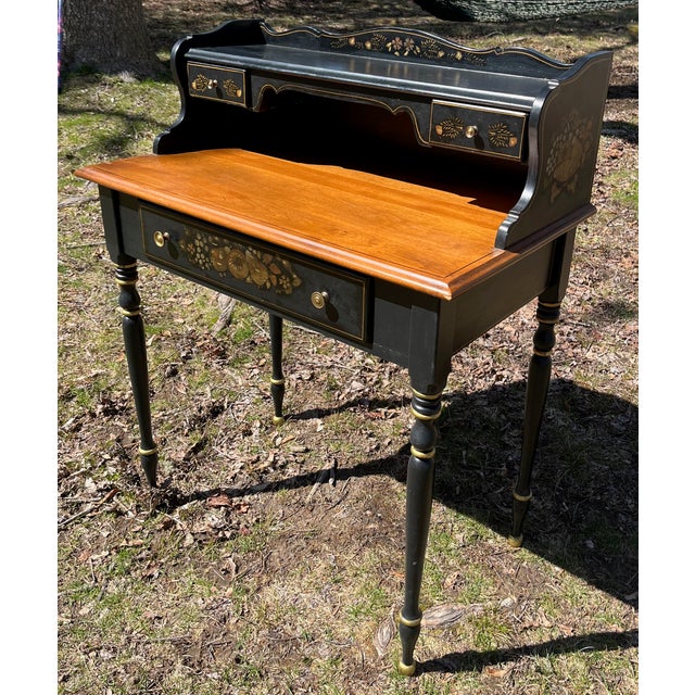 Ethan Allen Ladies Writing Desk Hitchcock Style Harvest Stencils For Sale - Image 11 of 11