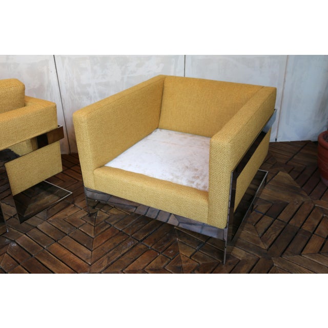 Mid-Century Pair of T-Back “Floating Cube” Lounge Chairs Milo Baughman Style — Circa 1970s For Sale - Image 17 of 18