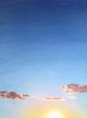 Sky 36 by James Van Fossan | Oil on gallery wrap linen Sunset with clouds in a blue sky.