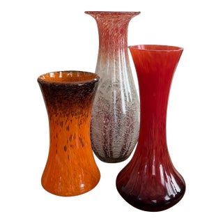 Set of 3, 20th Century Studio Art Glass Vases For Sale