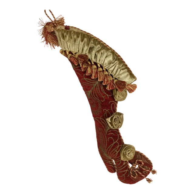 Vintage High Heel Upholstery Tasseled Hanging Stocking For Sale