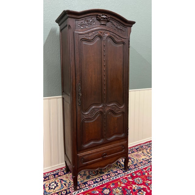 Beautifully Carved Antique French Louis XV Oak Armoire, Wardrobe, Bonnetiere, Cupboard or Cabinet ~~c. 1900 Perfect...