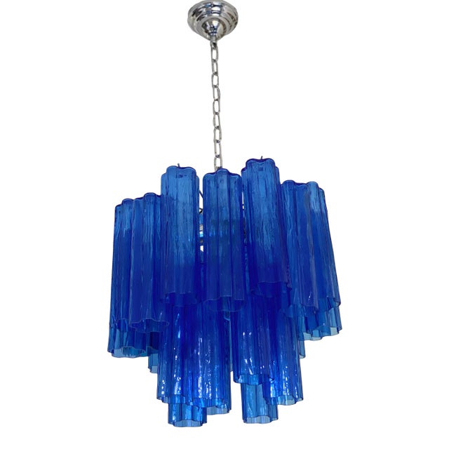 Contemporary Blue "Tronchi" Murano Glass Sputnik Chandelier For Sale
