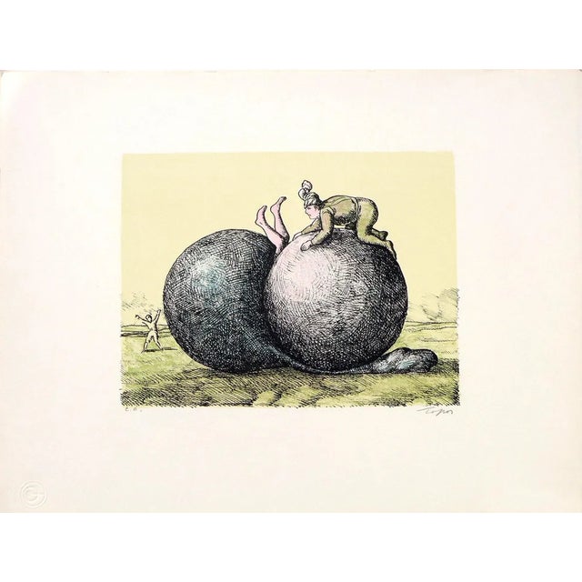 Roland Topor, Les Boules, 1973, Original Lithograph For Sale