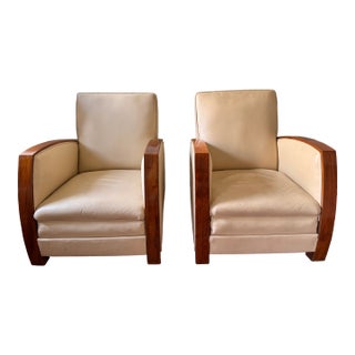 1930s Pair of French Art-Deco Club Chairs For Sale