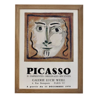 Exhibition Picasso at Galerie Lucie Weill Paris Exhibition Poster, 1970 For Sale