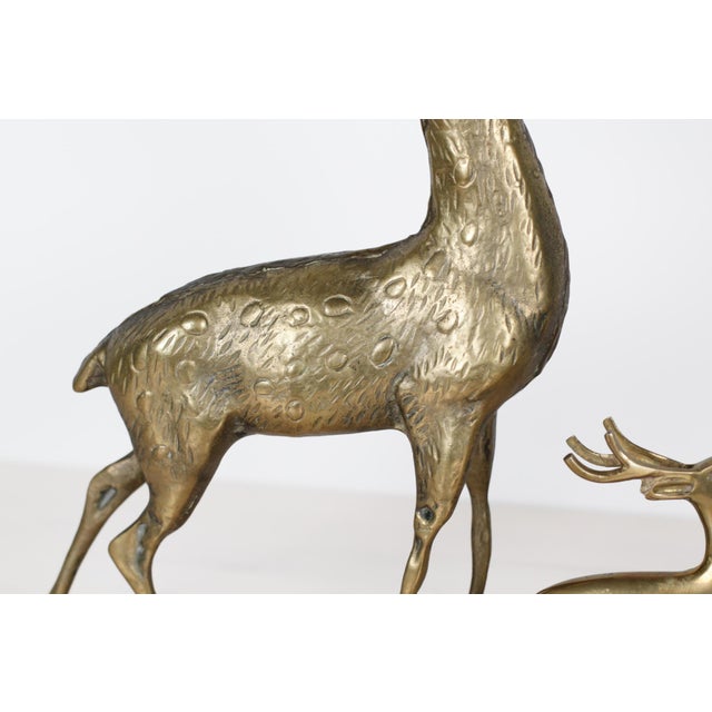 Mid-Century Brass Deer Family, Set of 4 | Large Stag and Fawns For Sale - Image 13 of 15