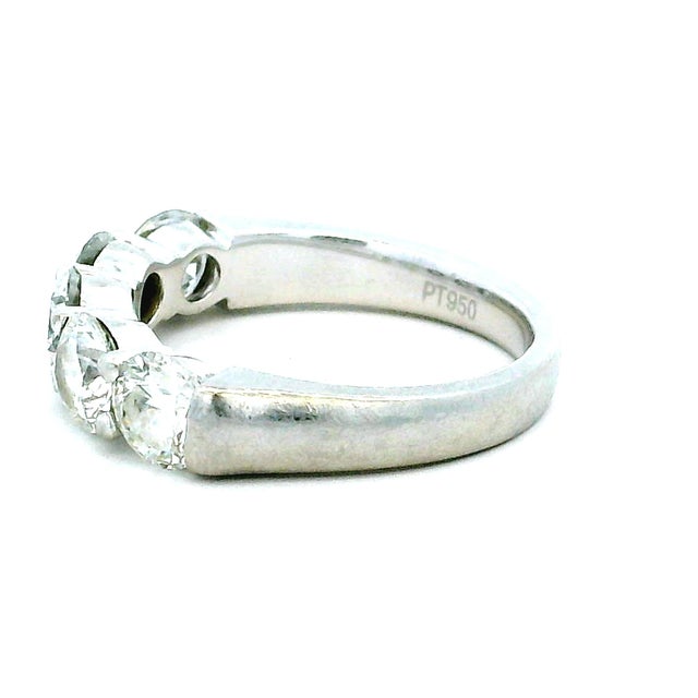2010s JLJ Five-Stone 2.00 Carat Diamond Platinum Band Ring, Size 6.5 For Sale - Image 5 of 9