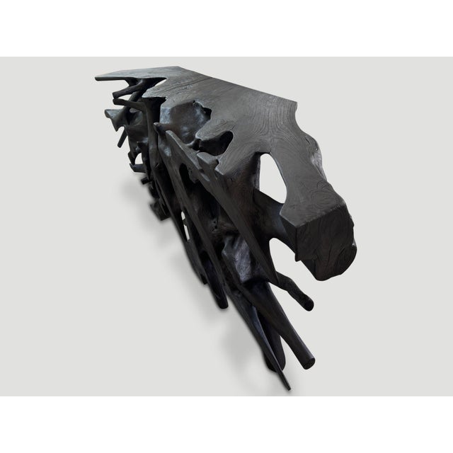 Andrianna Shamaris Sculptural Charred Teak Wood Console Table For Sale - Image 10 of 18
