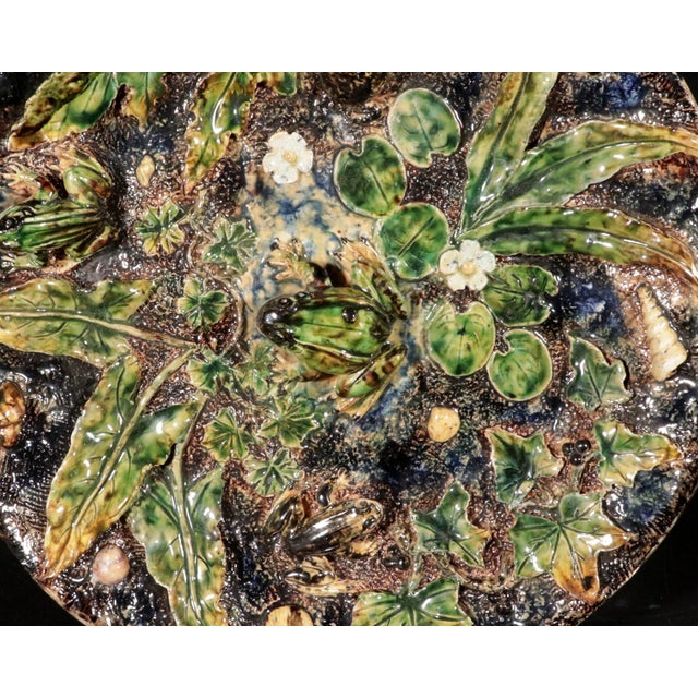 French Majolica Palissy Dish Frogs Amongst Lilies, Léon Brard For Sale - Image 11 of 11