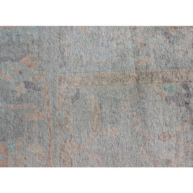Textile Modern Turkish Oushak Large Rug in Seafoam Green, Light Blue & Multi Colors For Sale - Image 7 of 9