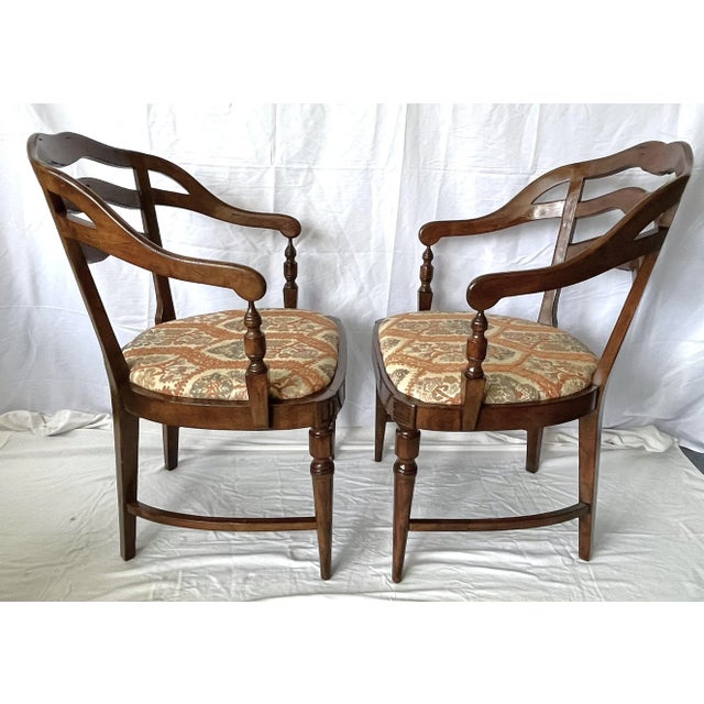Mid 20th Century Country Ladderback Tub Chairs- a Pair For Sale - Image 4 of 13