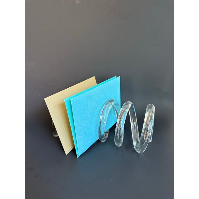 Transparent MCM Dorothy Draper Style Sculptural Lucite Coil Spiral Desk Accessory For Sale - Image 8 of 9