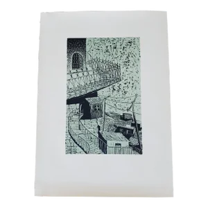 1970s Arieh Kimhi Print Linocut Block Print Artists Proof