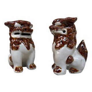 Set of Two Japanese Ceramic Shisa Lion-Dogs, 1980s, Set of 2 For Sale