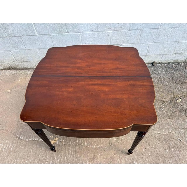 Antique Federal Style Mahogany Fold Top Console Card Table For Sale - Image 9 of 17