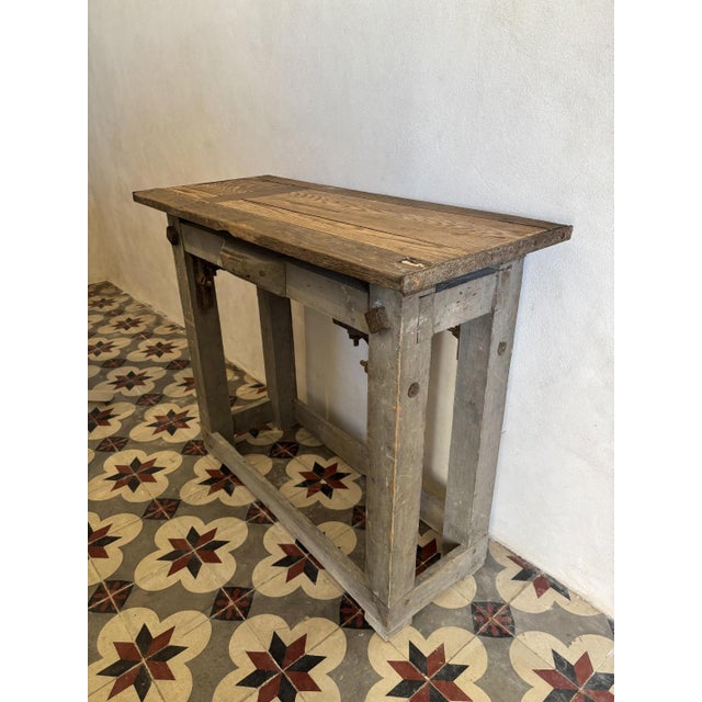 1940s Console Table in Patinated Oak and Fir, 1940s For Sale - Image 5 of 8