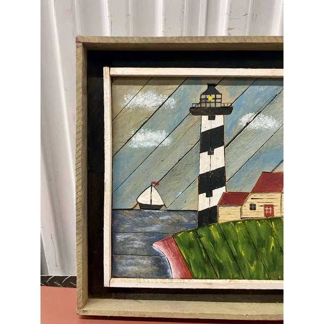 Wood 1960s Warren Kimble Style Painting Over Slanted Wooden Plank . For Sale - Image 7 of 12