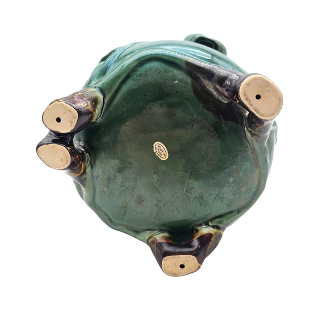 Vintage Majolica-Style Frog Lily Pad Planter Bowl, 7" Diameter For Sale - Image 9 of 10