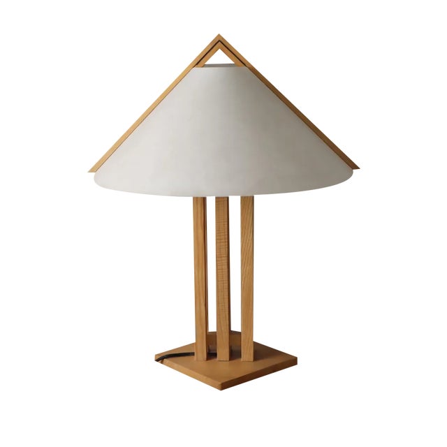 Danish Table Lamp Made of Heller Oak from Domus 1980s, Unkns For Sale