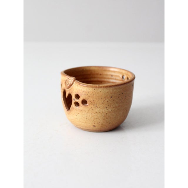 Vintage Studio Pottery Heart Votive Candle Holder For Sale - Image 4 of 9