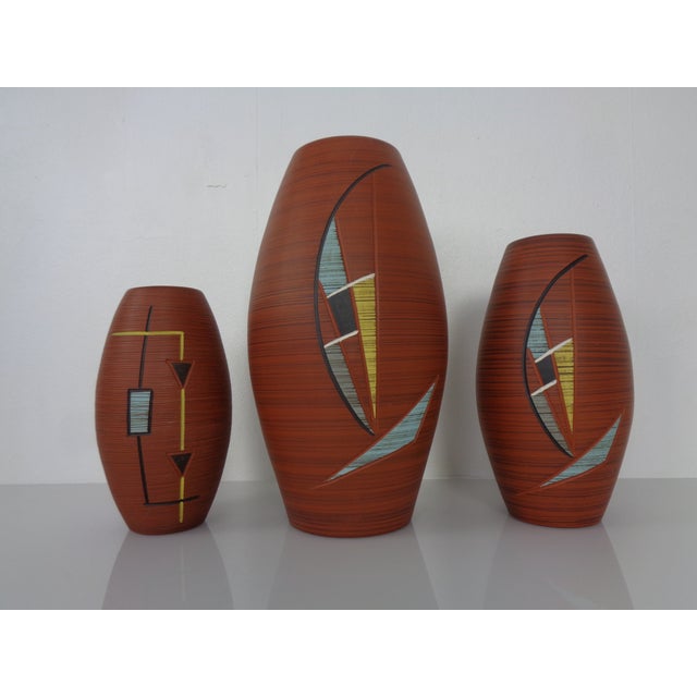 Mid-Century Ceramic Vases from Decora, Germany, 1950s, Set of 3 For Sale - Image 9 of 9