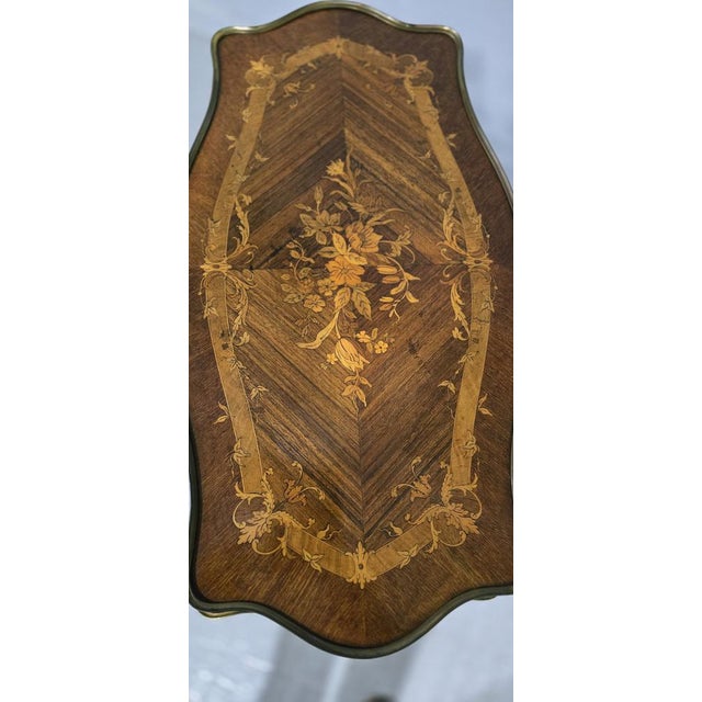 French Marquetry Etagere Two Tier Table, 1880 For Sale - Image 4 of 14