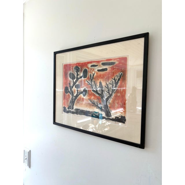 Sidney Laufman Red Sky" 12.5"x16.5" Colored Lithograph framed Signed lower right