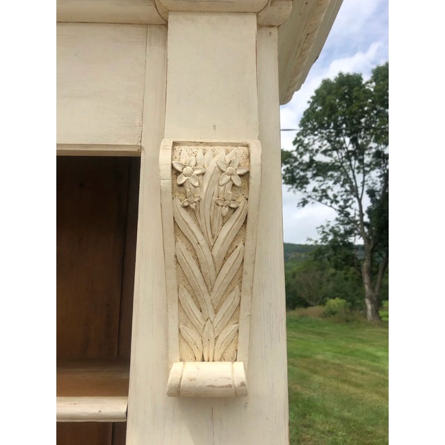 Wood Vintage French Country Farmhouse Step Back Cupboard For Sale - Image 7 of 10