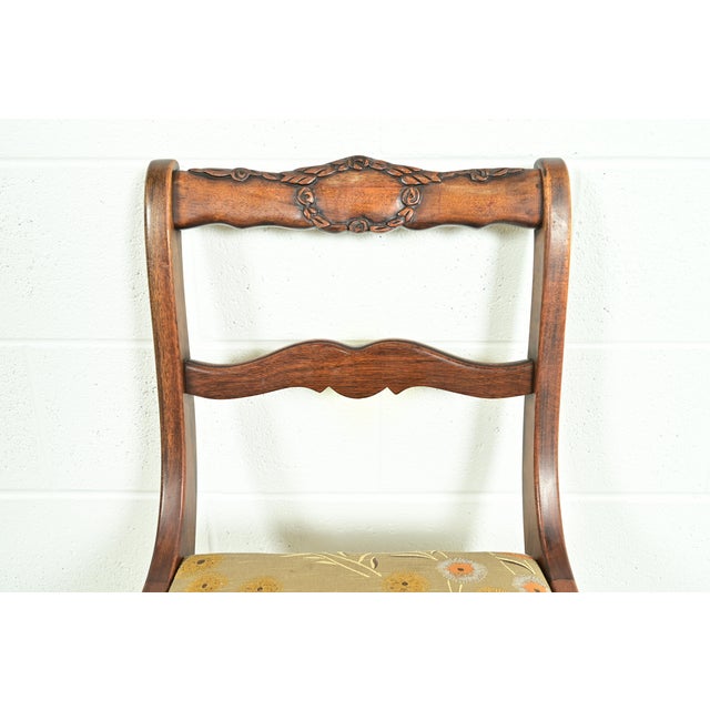 Kindel Furniture Style Regency Carved Solid Mahogany Side Chairs or Dining Chairs, Pair For Sale In South Bend - Image 6 of 14