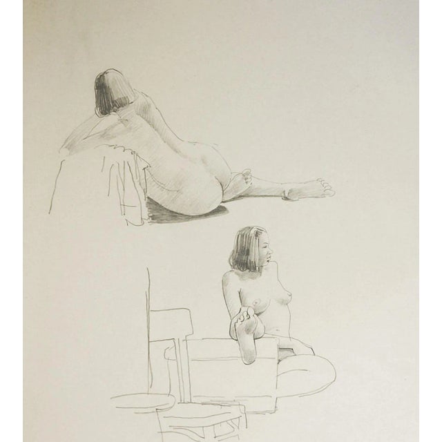 Mid 20th Century Max Jordan Female Nude Study Drawings For Sale