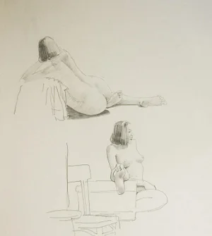 Mid 20th Century Max Jordan Female Nude Study Drawings
