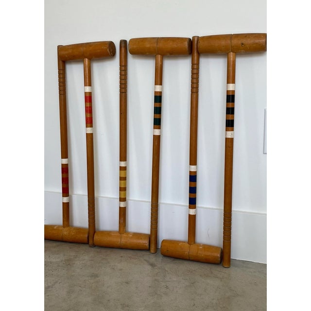 1970s Painted Band Wood Croquet Mallets-Set of 6 For Sale - Image 4 of 10