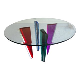 Postmodern Glass Acrilic Dining Table For Sale