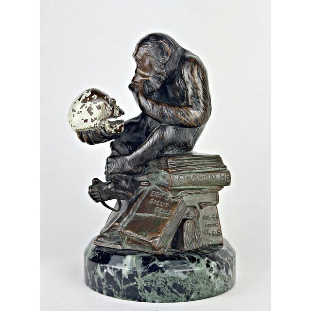 Monkey with Skull, Bronze, Circa 1900, By the German Sculptor Hugo Wolfgang Reinhold For Sale - Image 15 of 15