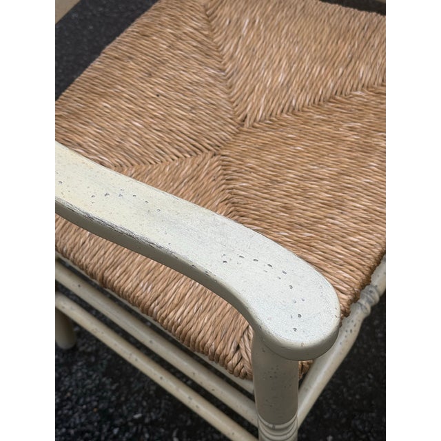 Pair of Italian Painted Rush Seat Armchairs For Sale - Image 9 of 11