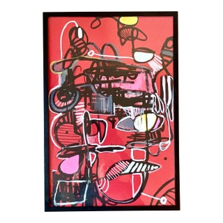 Vintage Abstract Signed Original Oil on Paper For Sale