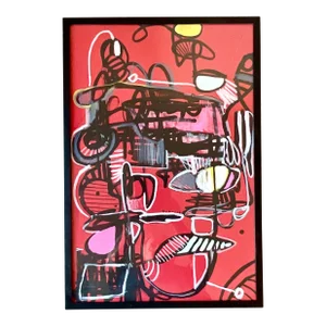 Vintage Abstract Signed Original Oil on Paper
