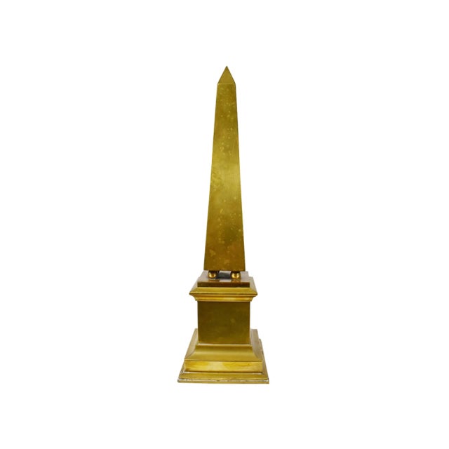 vintage unique tall gold brass obelisk is a perfect piece for any modern or Hollywood regency home or office décor. It is...