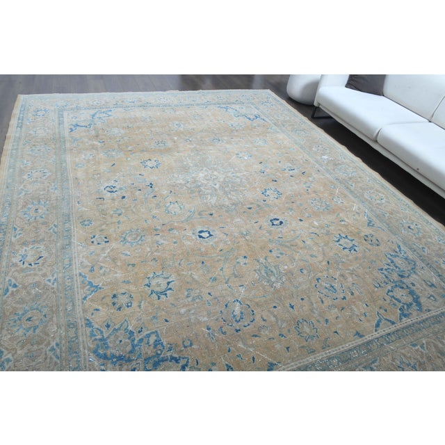 1970s Vintage Persian Handmade Wool Cotton Light Brown Area Rug For Sale - Image 4 of 11