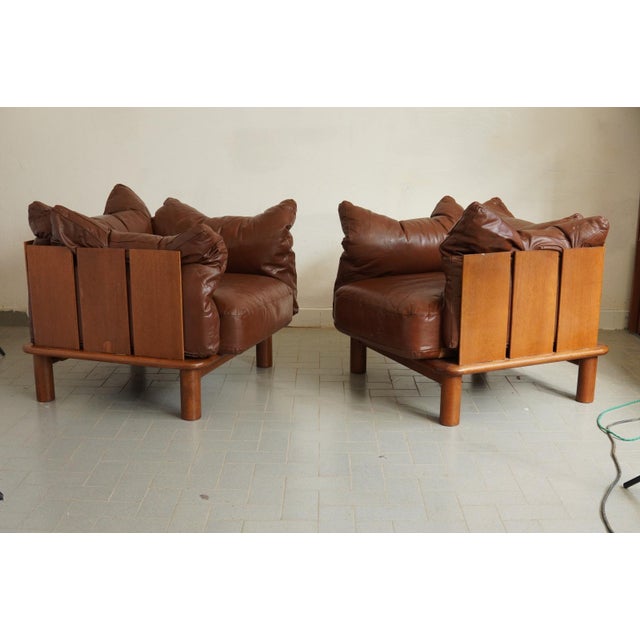 1970s Brutalist Lounge Chairs by Jonathan De Pas for Poltronova, 1970s, Set of 2 For Sale - Image 5 of 7