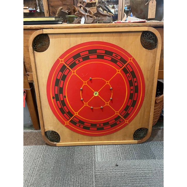 Wood 1960s Carrom Game Board by Merdel Game Manufacturing Co Mid Century Wall Decor For Sale - Image 7 of 7