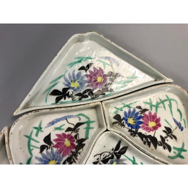 Ceramic Early 20th Century Antique Chinese Famille Rose-Noire Porcelain Nine Sweetmeat Dishes For Sale - Image 7 of 13