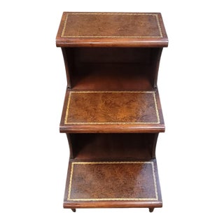Vintage Mahogany & Leather Library Steps For Sale