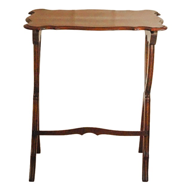 Antique Mahogany Side Table with X-Frame, 1900s For Sale