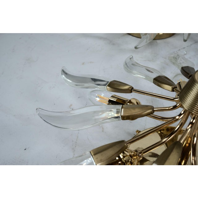 Brass and Crystal Ceiling Lamps, Italy, 1970s, Set of 3 For Sale - Image 16 of 18