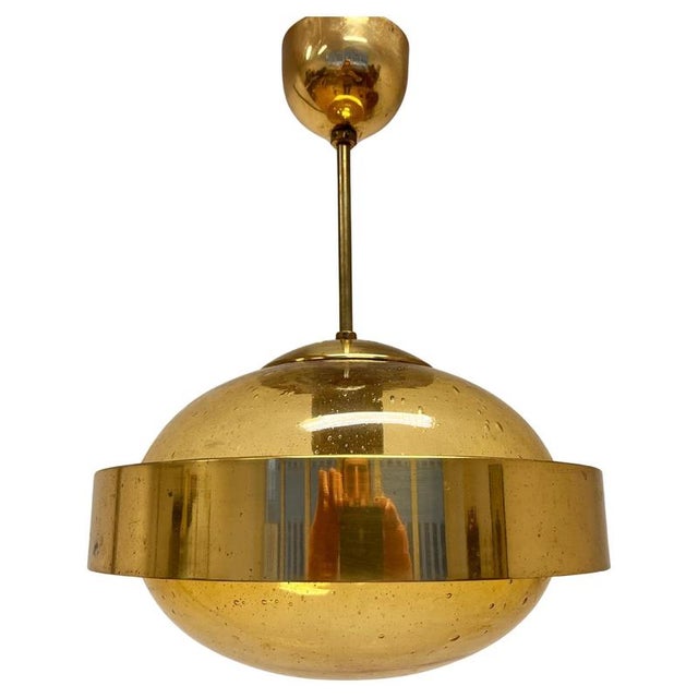 Mid-Century Space Age Brass and Glass UFO Pendant from Kamenicky Senov, 1970s For Sale - Image 9 of 9