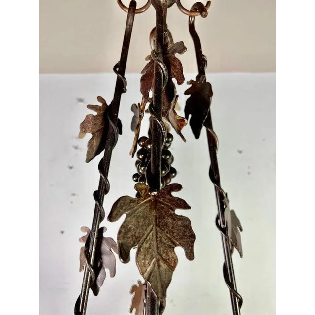 Wrought Iron Pot Rack With Grapevine Design, Distressed Finish For Sale - Image 9 of 10